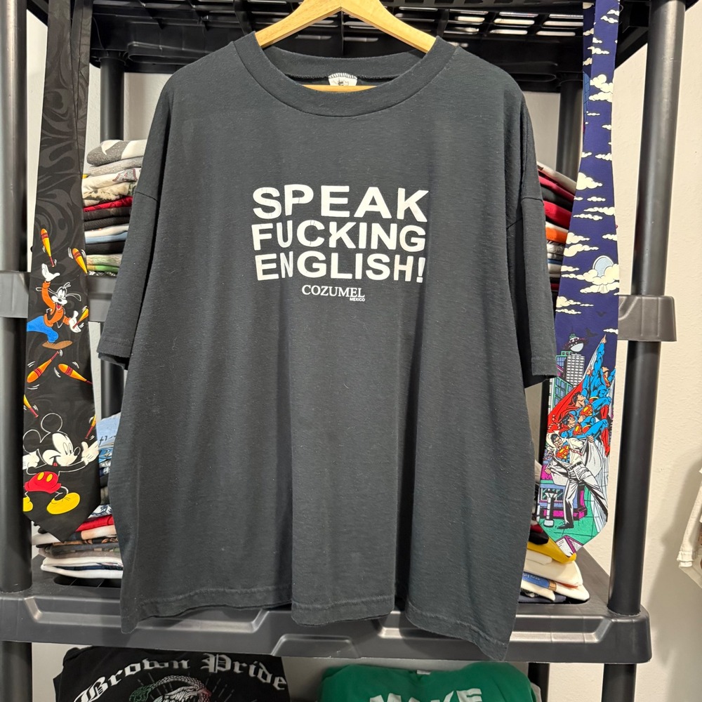 Speak Fucking English Cozumel Mexico Size XL Black Vintage Style
